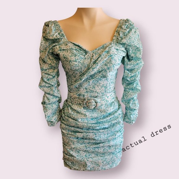 NICHOLAS Crossover Gathered Dress - Aqua Shadow Multi ~ size 2 - Picture 4 of 13